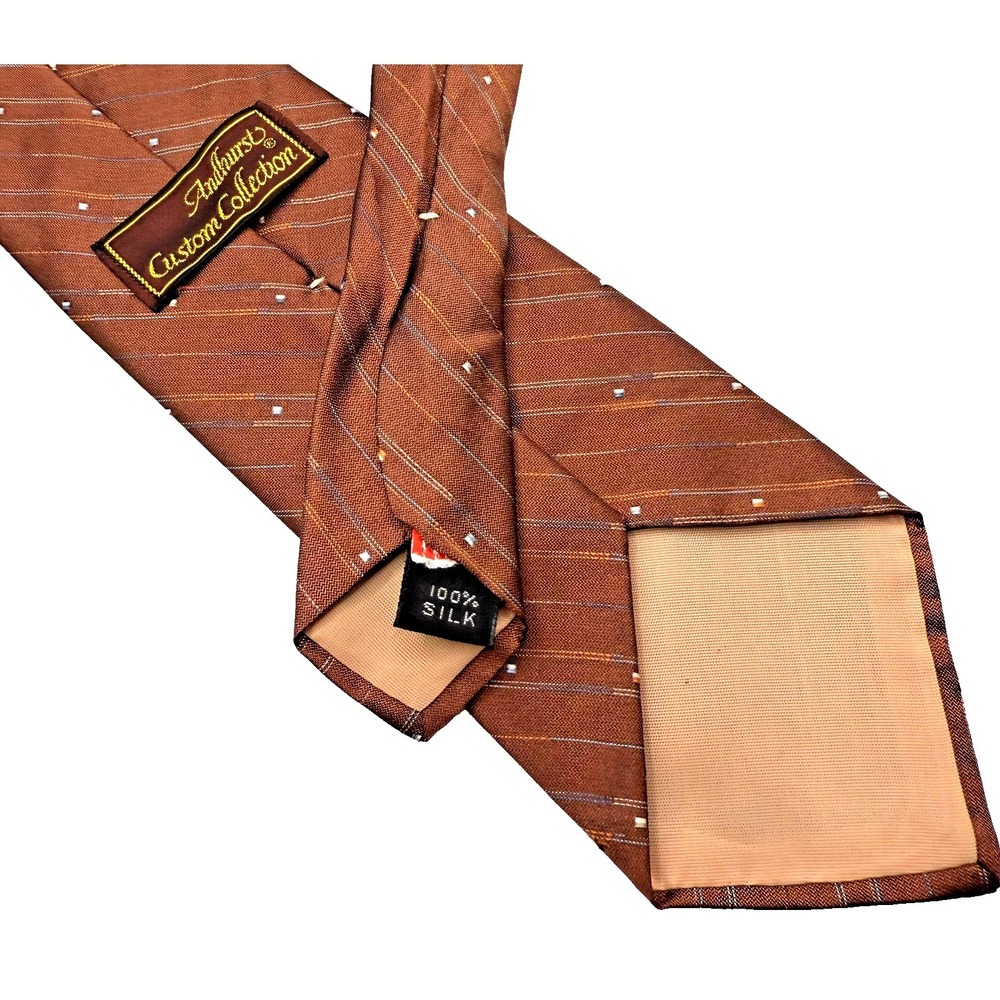 Vintage Andhurst Necktie Mens  Cannon Terracotta 100% Silk Tie 56" - Picture 2 of 4